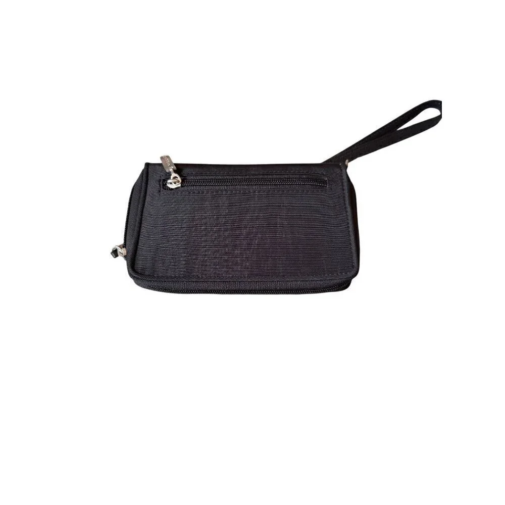 Baggallini Black Wristlet Wallet Zipper & Snap Closure RFID Organizer